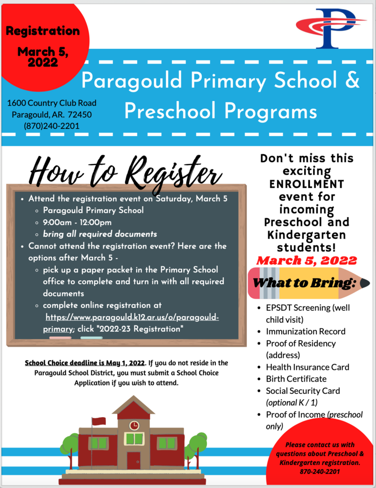 2022-23 Pre-K and Kindergarten Registration Event Flyer