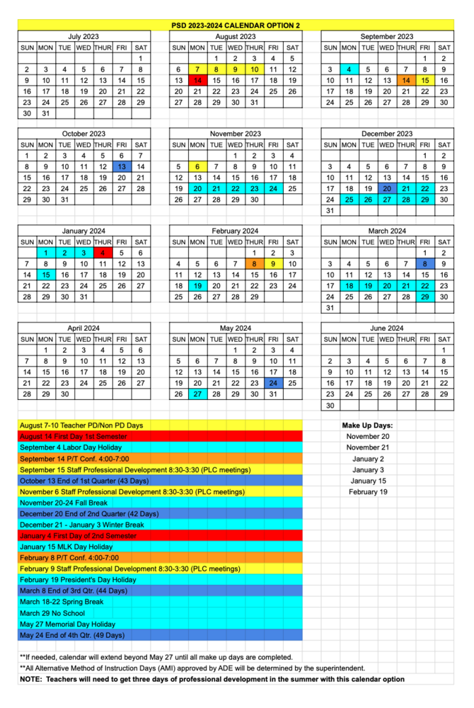 Calendar Out For 2023 24 School Year Paragould School District