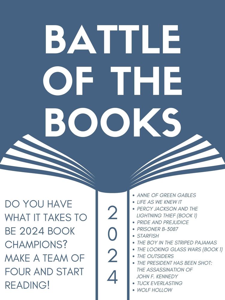 Battle of the Books: Do you have what it takes to be 2024 book champions? Make a team of four and start reading!