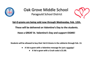 Student Council Selling Val-O-Grams