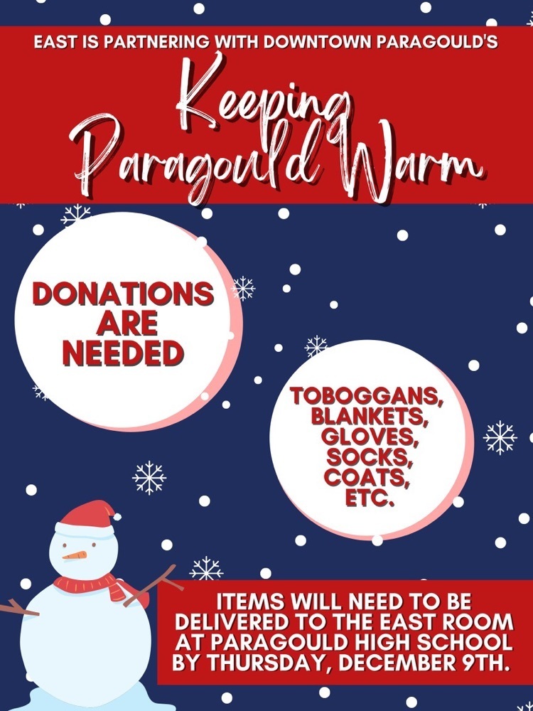 Flyer asking for donations of warm clothes