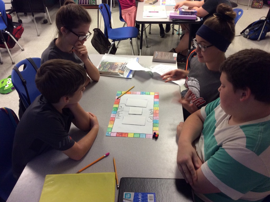 Mr. Hay’s class are getting a chance to play board games they made while studying about cells. 