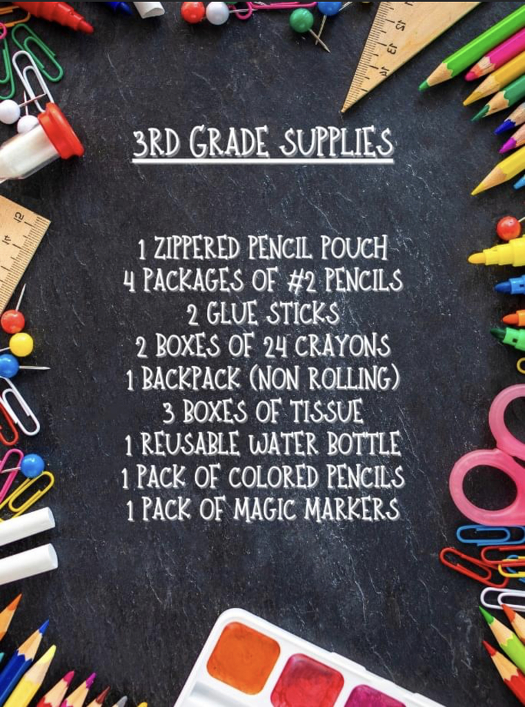 3rd grade school supply list