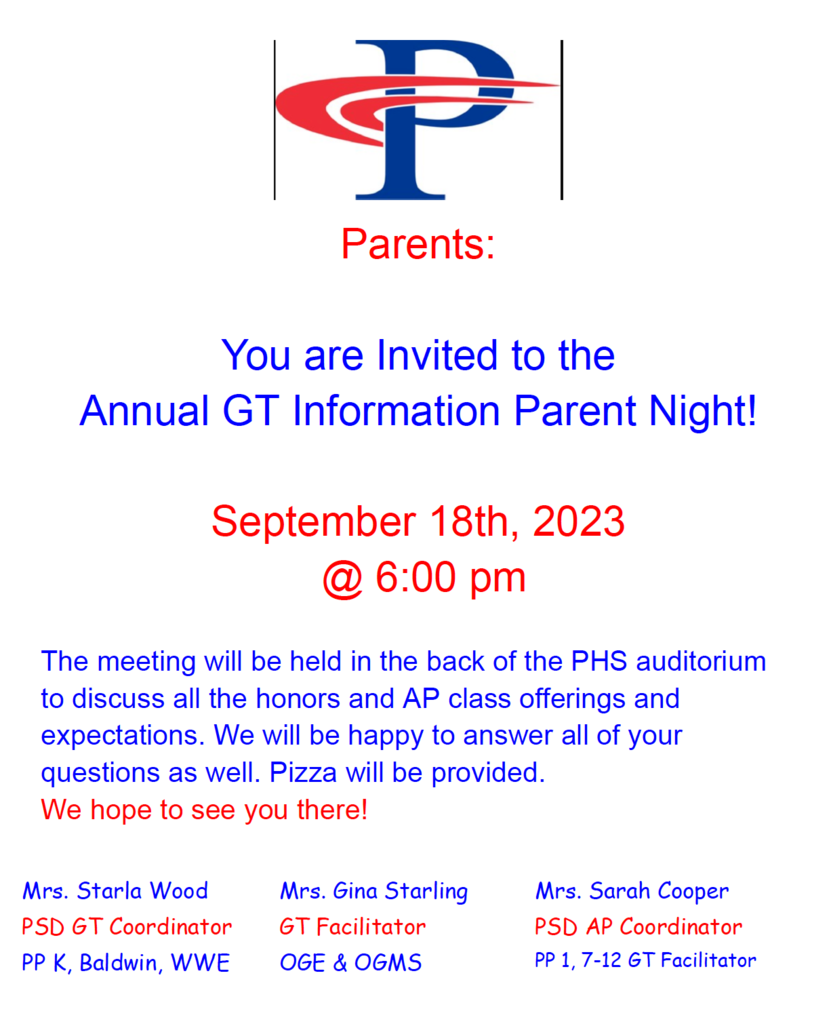 GT INFORMATION PARENT NIGHT